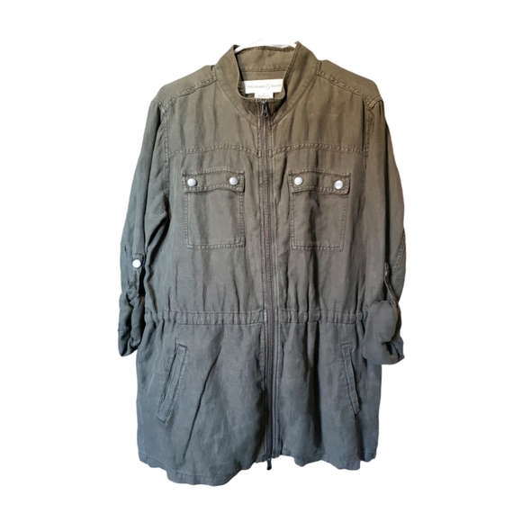 Treasure & Bond Olive Sarma, Line Military Jacket Linen Blend, Utility Green, M - Picture 5 of 10